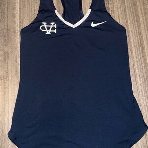 Nike Women's Dark Blue and White Tank Top